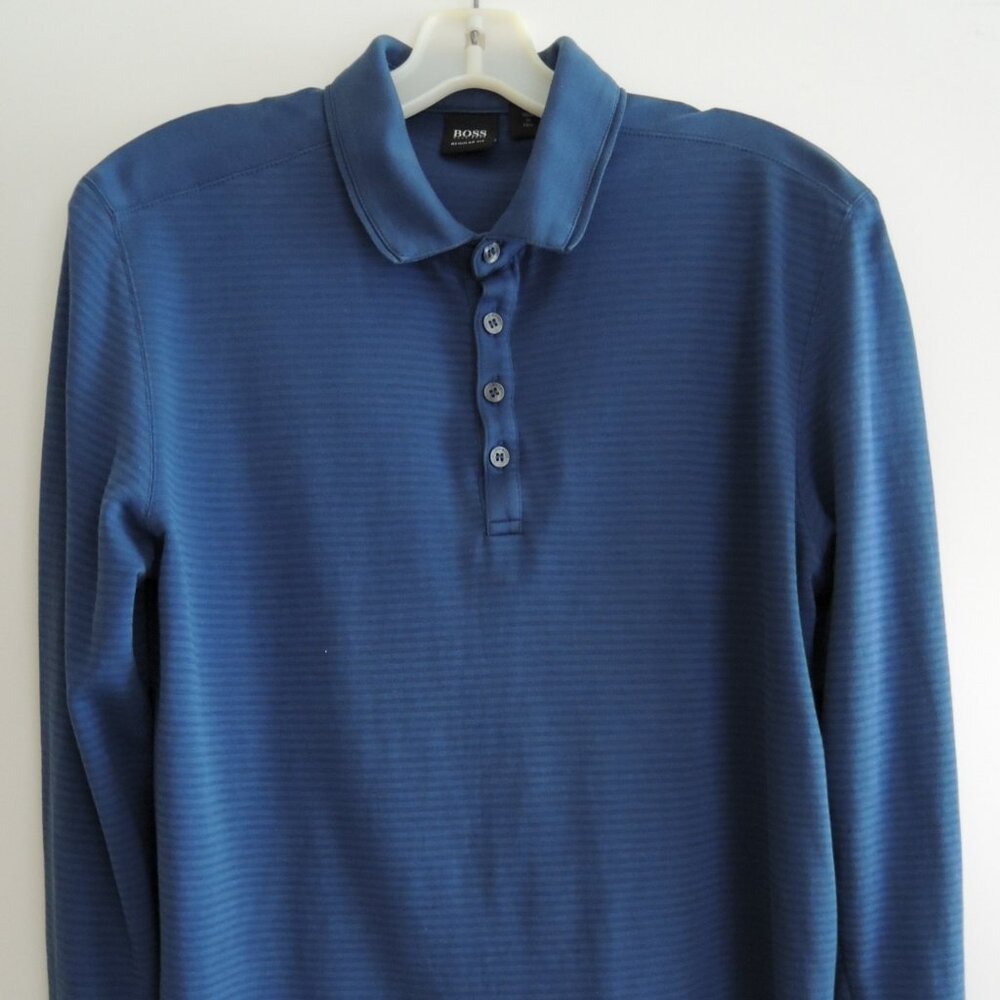 Mens Polo Shirt Size S HUGO BOSS Blue on Blue EUC